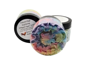 Unicorn Fluff Whipped Exfoliating Sugar Scrub in a jar